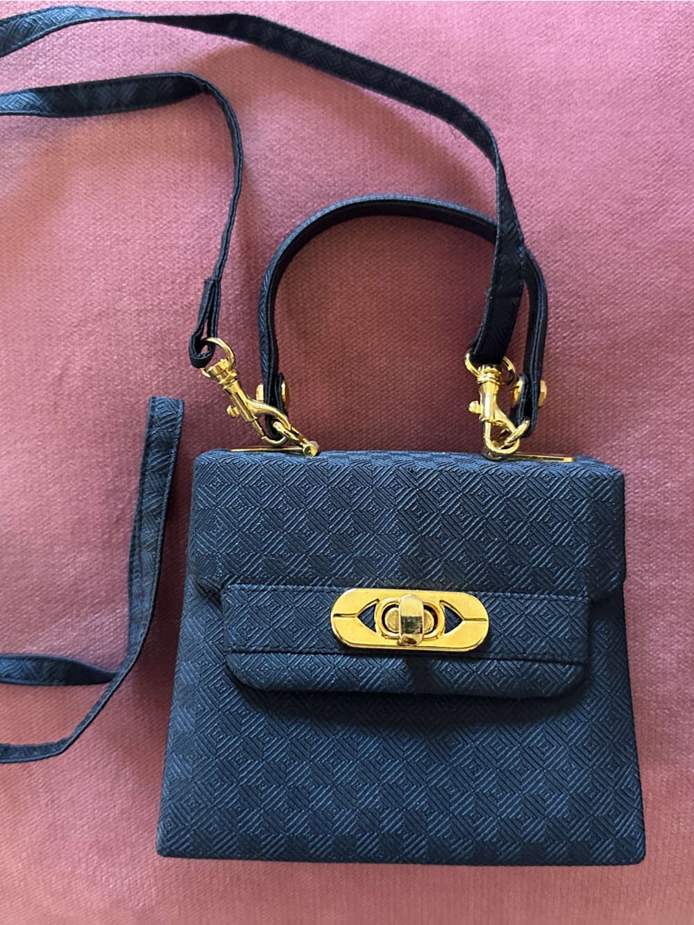 Adorable Jim Thompson mini cross body bag in Navy Blue Silk